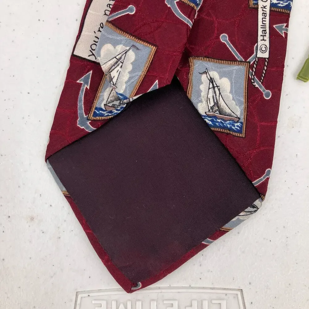 Vintage Celebrations Hallmark Superba Sail Boat Nautical Novelty Silk Neck Tie